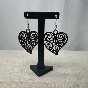 Elegant Heart-Shaped Brown Gold Leather Earrings